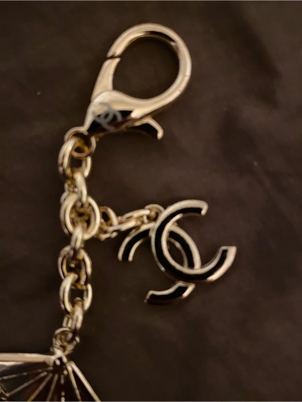 Gold-Tone Fan Charm Keychain